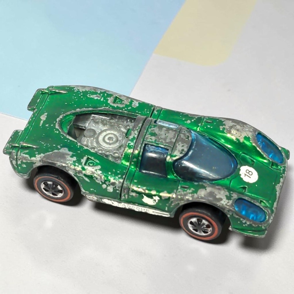 VTG 60s Hot Wheels Porsche 917 1/64 Diecast Green Spectraflame Redline Hong Kong